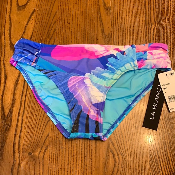 NWT $75 La Blanca Monarch Shirred Bikini Bottom - Picture 3 of 7